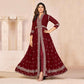 Maroon Floral Embroidered Front Slit Semi Stitched Georgette Anarkali Suit