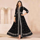 Black Floral Embroidered Front Slit Semi Stitched Georgette Anarkali Suit