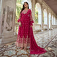 Pink Floral Sequins Embroidered Georgette Semi Stitched Anarkali Suit