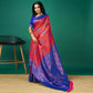 Rani Pink Zari Woven Banarasi Silk Saree With Tassels