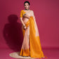 Peach & Yellow Woven Kanjivaram Silk Saree With Tassels