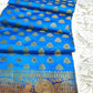 Blue Woven With Stone Work Banarasi Silk Saree