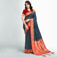 Navy Blue Woven Banarasi Silk Saree With Tassels