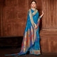 Blue Woven Paithani Banarasi Silk Saree With Tassels