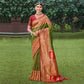 Green Woven Kanjivaram Silk Saree With Tassels