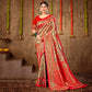 Red Floral Woven Banarasi Silk Saree