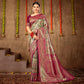 Purple Floral Woven Banarasi Silk Saree