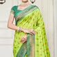 Light Green Woven Banarasi Silk Saree With Tassels