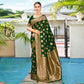 Green Floral Woven Banarasi Silk Saree