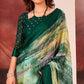 Green Ombre Printed Chiffon Saree With Satin Zari Border