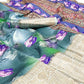 Blue Floral Digital Printed With Woven Border Art Silk Saree