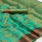 Rama Green Floral Woven Art Sill Saree