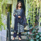 Navy Blue Muslin Printed Anarkali Suit with Zardosi Handcraft