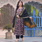 Black Floral Foil Printed Chanderi Silk Anarkali Salwar Suit