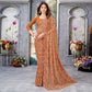 Rust Floral Printed Georgette Saree