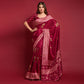 Magenta Floral Foil Printed Art Silk Saree