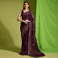 Wine Sequins Embroidered Georgette Saree