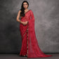 Maroon Printed With Mirror Work Georgette Saree