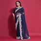 Navy Blue Embroidered Georgette Saree