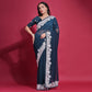 Teal Embroidered Georgette Saree