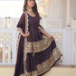 Regal Purple Elegance: Faux Georgette Kurti with Sequins & Thread Embroidery