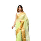 Very Much Indian VMI Exclusive Designer! Handloom Cotton Silk Saree With Broad Golden Border~ Lush Green