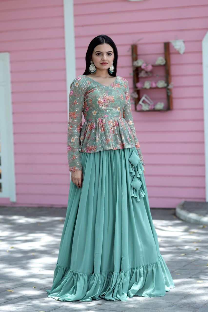 Enchanting Blossom Sequins Lehenga Choli Set