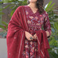 Maroon Floral Printed Pure Cotton Anarkali Salwar Suit