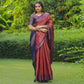 Rustic Red Woven Banarasi Silk Saree With Tassels