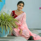 Light Gajari Pink Zari Woven Georgette Saree With Tassels