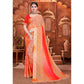 Chikoo & Orange Bandhani Printed Georgette Saree With Zari Border