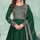 Green Embroidered Art Silk Semi Stitched Anarkali Suit