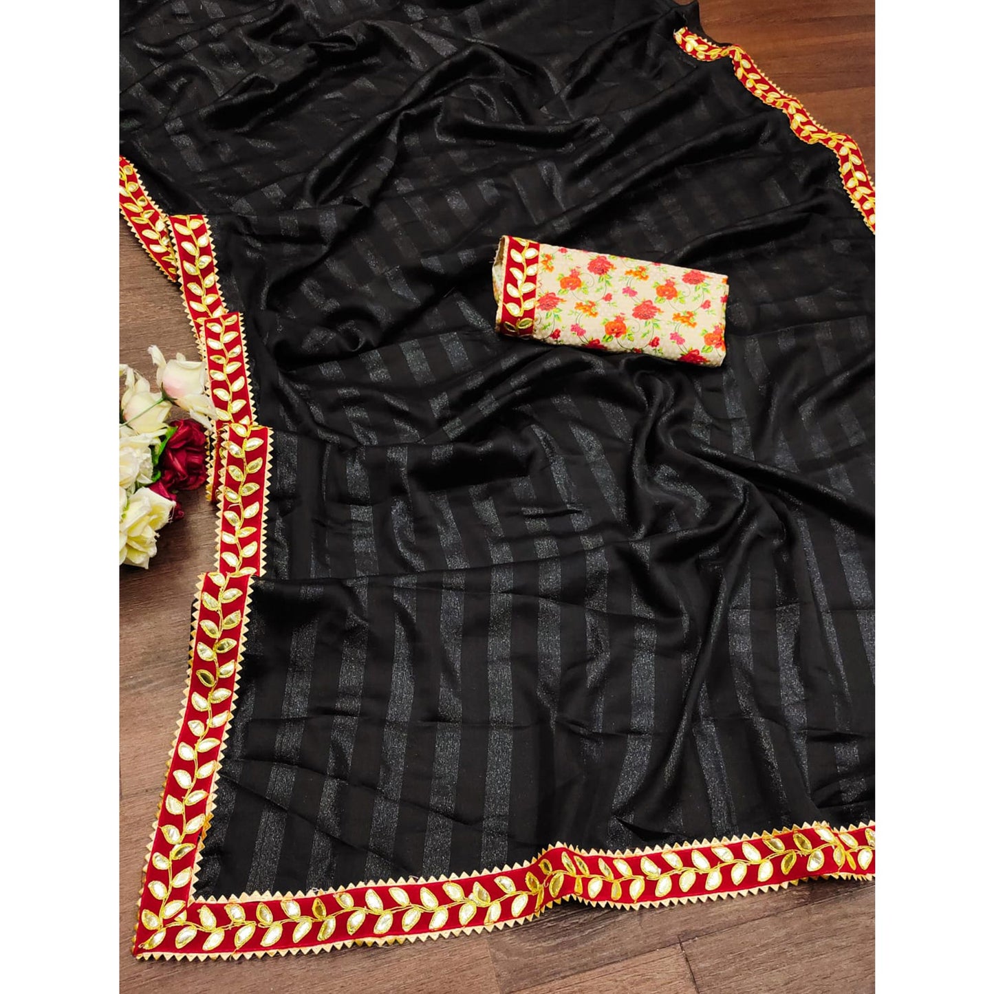 Black Woven Chiffon Saree