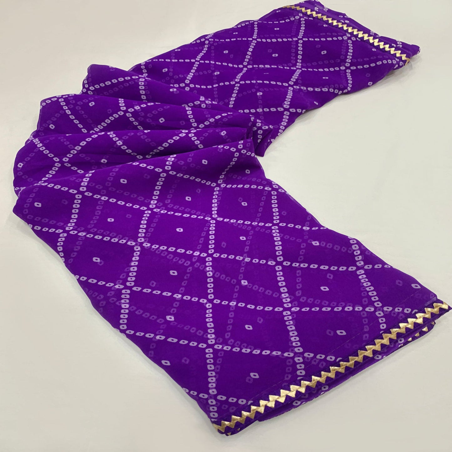 Violet Bandhani Printed Georgette Saree