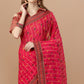 Pink Foil Printed Chiffon Saree With Lace Border