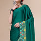 Rama Green Swarovski With Bandhani Printed Border Art Silk Saree