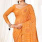 Orange Bandhani Printed Chiffon Saree