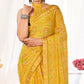 Mustard Bandhani Printed Chiffon Saree