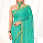 Turquoise Bandhani Printed Chiffon Saree