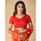 Red Abstract Printed Chiffon Saree