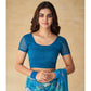 Rama Blue Geometric Printed Chiffon Saree