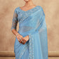 Sky Blue Sequins Embroidered Chiffon Silk Saree