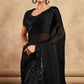 Black Sequins Embroidered Chiffon Silk Saree