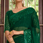 Bottle Green Sequins With Embroidered Chiffon Saree