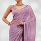 Light Purple Embroidered Swaroski Work Chiffon Saree