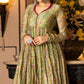 Mahendi Green Floral Digital Printed Chanderi Anarkali Style Suit