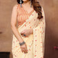 Light Peach Woven With Printed Ready To Wear Georgette Saree