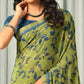 Mehendi Green Floral Printed Georgette Saree