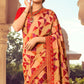 Peach Printed Art Silk Saree