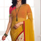 Yellow Floral Printed Georgette Saree